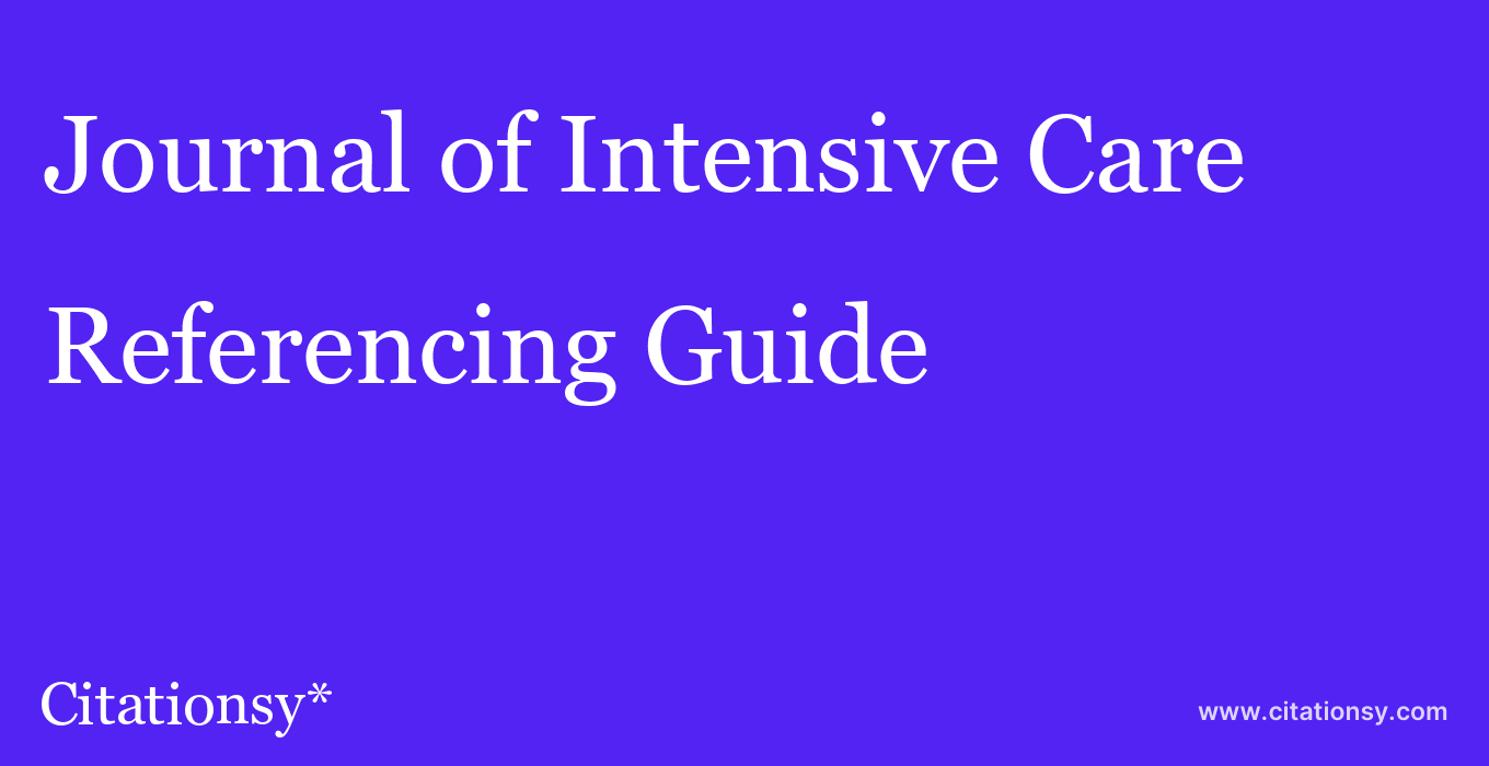 cite Journal of Intensive Care  — Referencing Guide